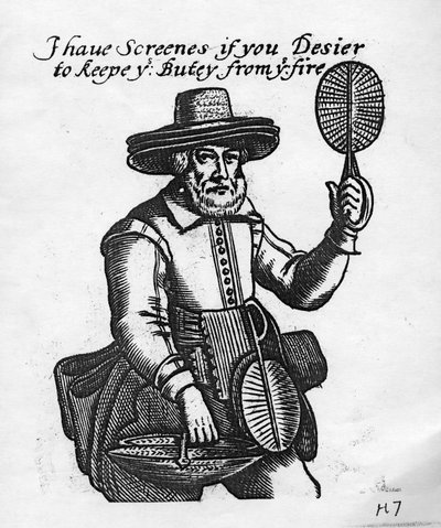 "Minulla on näytöt, jos haluat suojata butyn tulelta", paloverkon myyjä, n. 1680 tekijältä English School